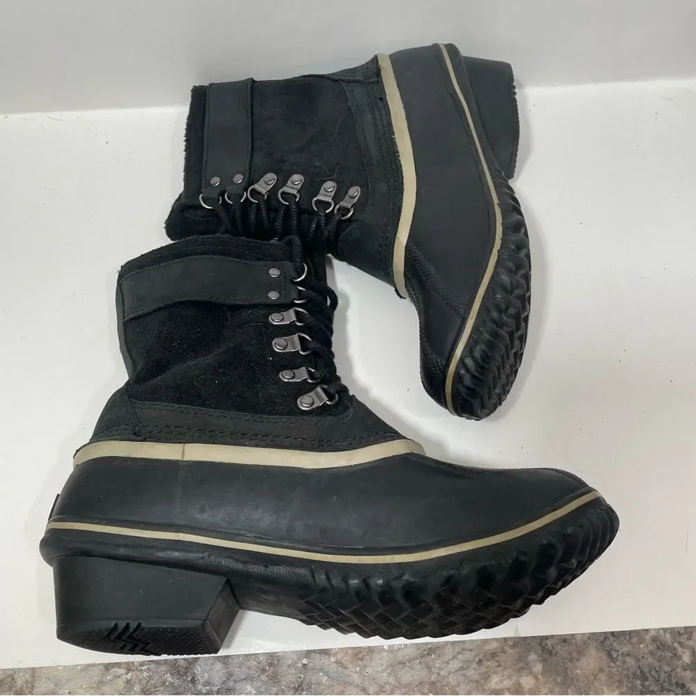 Sorel Black Waterproof Winter Fancy Lace Snow Boots